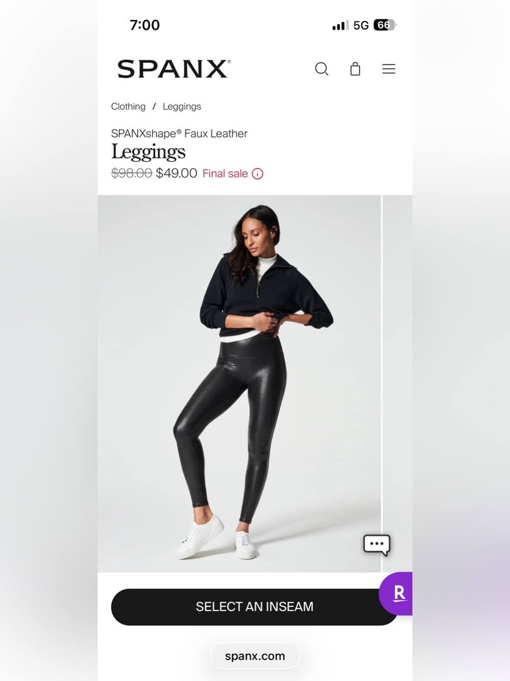 SPANX Black High-Shine Faux Leather Leggings